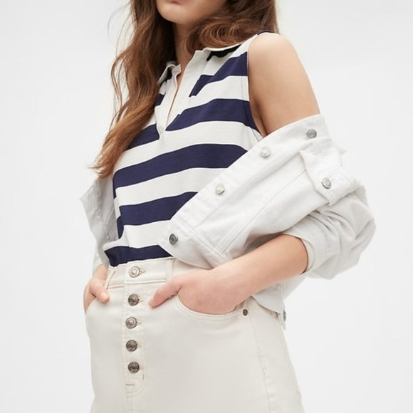 White High Rise Denim Skirt with Washwell™ - Picture 4 of 5